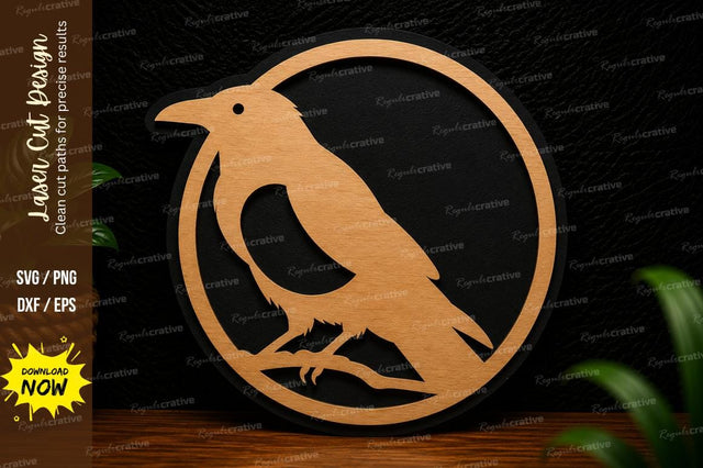 Crow Circle Laser Cut SVG Design SVG Regulrcrative 