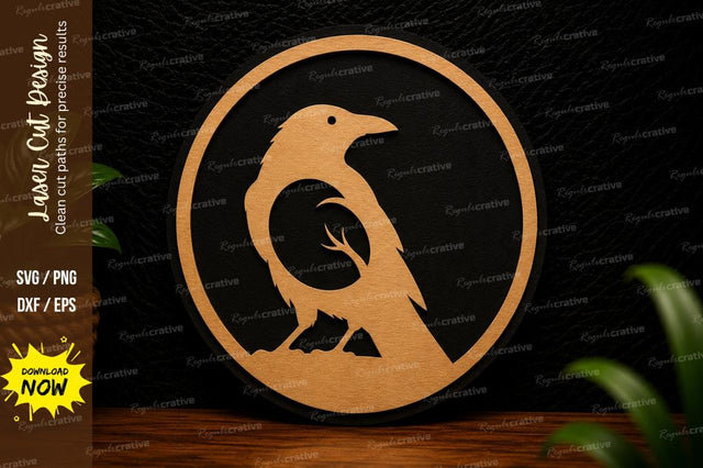 Crow Circle Laser Cut SVG Design SVG Regulrcrative 