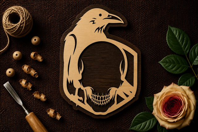 Crow Shield Gothic Skull Laser Cut SVG File SVG Regulrcrative 