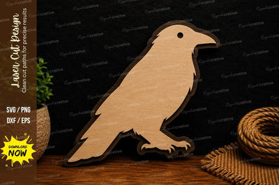 Crow Silhouette Ornament Laser Cut SVG File SVG Regulrcrative 