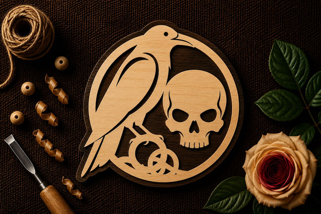 Crow Skull Gear Ornament Laser Cut SVG File SVG Regulrcrative 