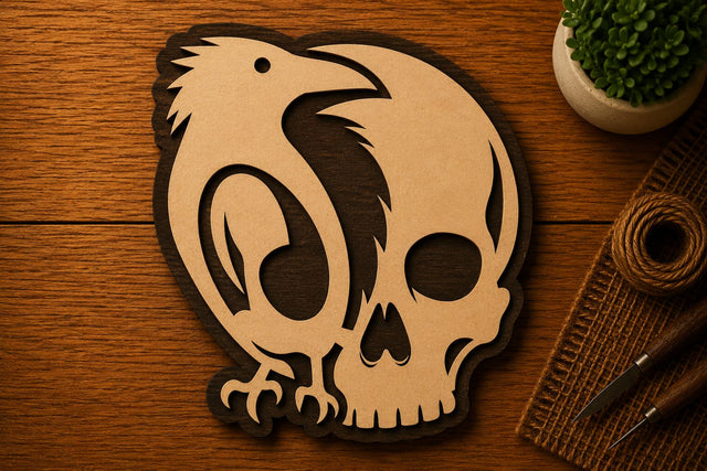 Crow Skull Gothic Ornament Laser Cut SVG File SVG Regulrcrative 