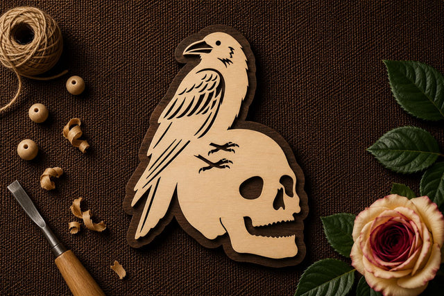Crow Skull Halloween Ornament Laser Cut SVG File SVG Regulrcrative 