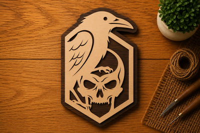 Crow Skull Shield Emblem Laser Cut SVG File SVG Regulrcrative 