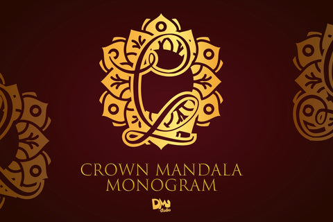 Crown Mandala Monogram Font Dm Letter Studio 