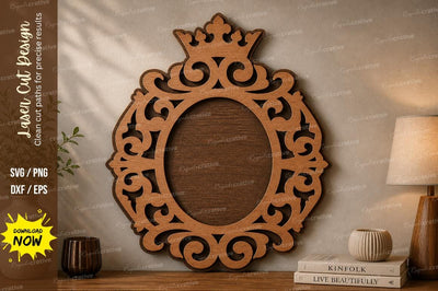 Crown Oval Frame laser Cut svg Cutting file SVG Regulrcrative 