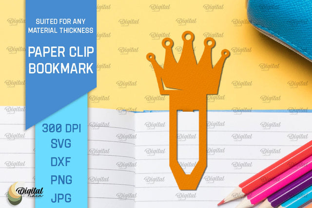 Crown Paper Clip Bookmark. Bookmark Clip Template SVG 3D Paper Evgenyia Guschina 