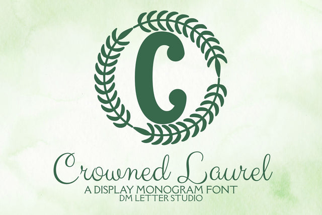 Crowned Laurel Monogram Font Dm Letter Studio 