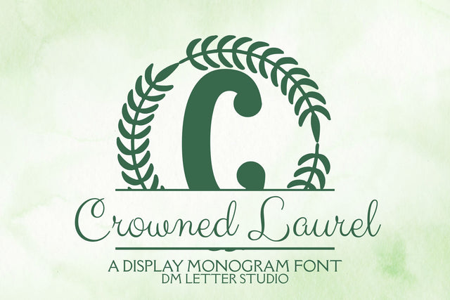 Crowned Laurel Split Monogram Font Dm Letter Studio 