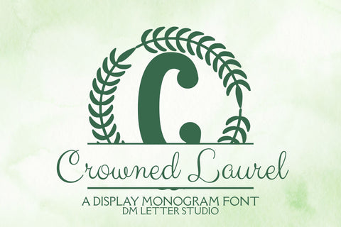 Crowned Laurel Split Monogram Font Dm Letter Studio 