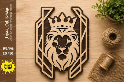 Crowned Lion Face Laser Cut SVG Design SVG Regulrcrative 