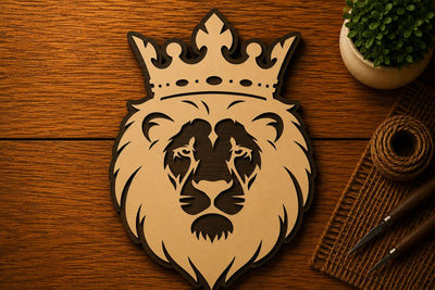Crowned Lion Head Wall Art Laser Cut SVG File SVG Regulrcrative 