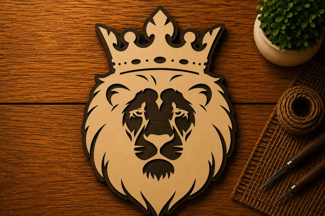 Crowned Lion Head Wall Art Laser Cut SVG File SVG Regulrcrative 