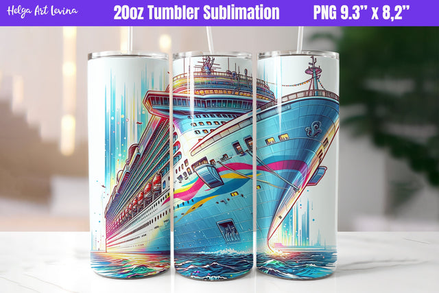 Cruise 20 OZ Skinny Tumbler Sublimation Sublimation Helga Art 