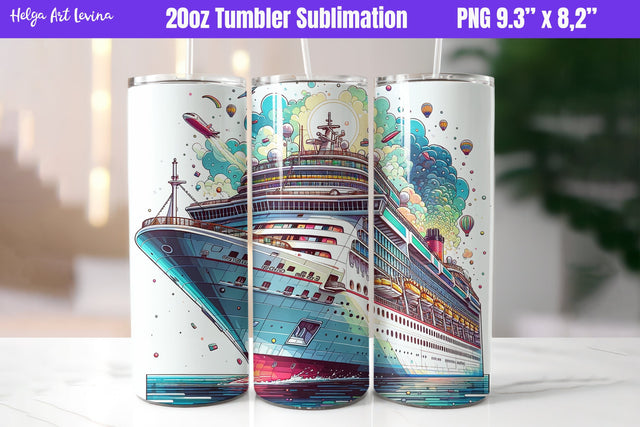 Cruise 20 OZ Skinny Tumbler Sublimation Sublimation Helga Art 