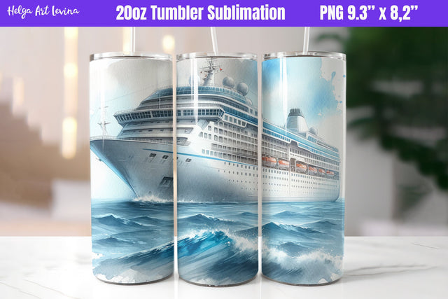 Cruise 20 OZ Skinny Tumbler Sublimation Sublimation Helga Art 