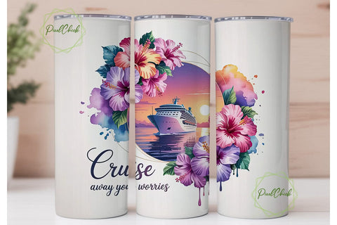 Cruise Away Worries Tumbler Wrap Sublimation PixelChick 