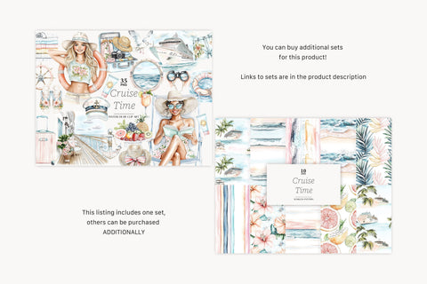 Cruise Clipart PNG | Travel Clip Art | Vacation Clipart Digital Pattern GlamArtZhanna 