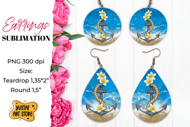 Cruise Earrings Sublimation. Teardrop and Round earrings Sublimation Yustaf Art Store 