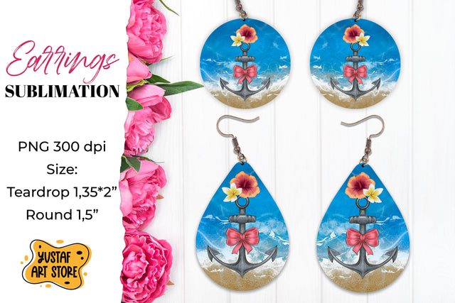 Cruise Earrings Sublimation. Teardrop and Round earrings Sublimation Yustaf Art Store 