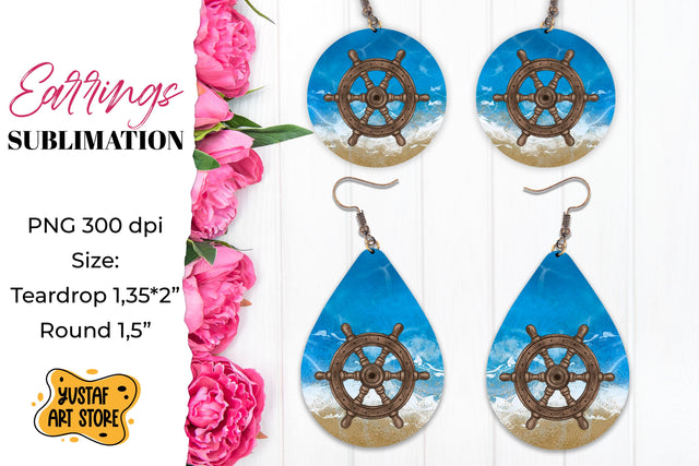 Cruise Earrings Sublimation. Teardrop and Round earrings Sublimation Yustaf Art Store 