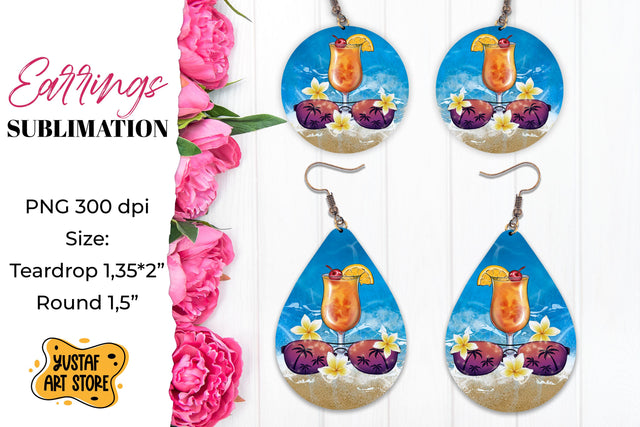 Cruise Earrings Sublimation. Teardrop and Round earrings Sublimation Yustaf Art Store 