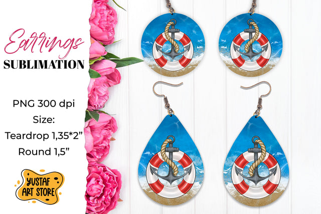 Cruise Earrings Sublimation. Teardrop and Round earrings Sublimation Yustaf Art Store 
