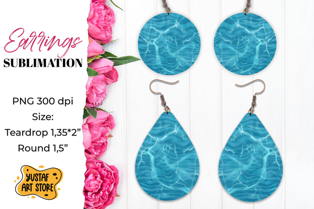 Cruise Earrings Sublimation. Teardrop and Round Sea earrings Sublimation Yustaf Art Store 
