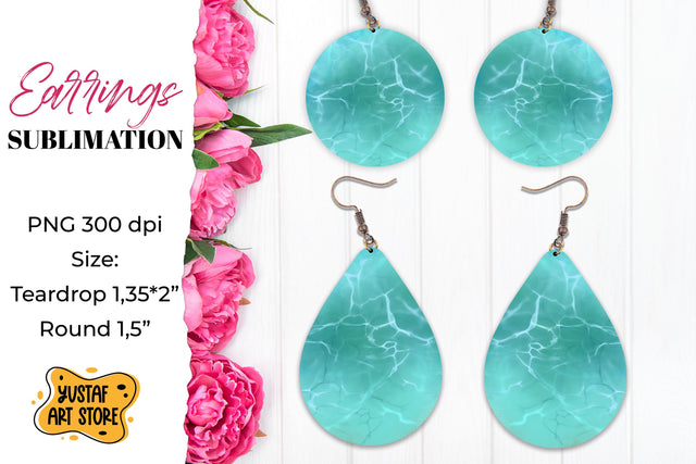 Cruise Earrings Sublimation. Teardrop and Round Sea earrings Sublimation Yustaf Art Store 
