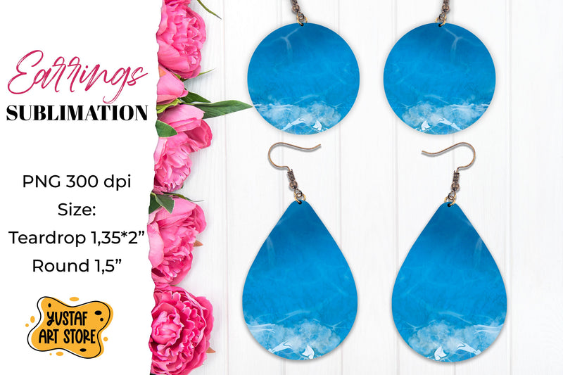 Cruise Earrings Sublimation. Teardrop and Round Sea earrings Sublimation Yustaf Art Store 
