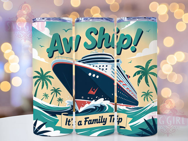 Cruise Family Trip 20oz Tumbler, Salty Summer Phrase, Cruise Ship Theme, Family Trip Quote, Tropical Coastal Illustration, Sublimation Tumbler Wrap, 20oz Tumbler Sublimation SvggirlplusArt 