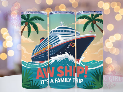 Cruise Family Trip 20oz Tumbler, Salty Summer Phrase, Cruise Ship Theme, Family Trip Quote, Tropical Coastal Illustration, Sublimation Tumbler Wrap, 20oz Tumbler Sublimation SvggirlplusArt 