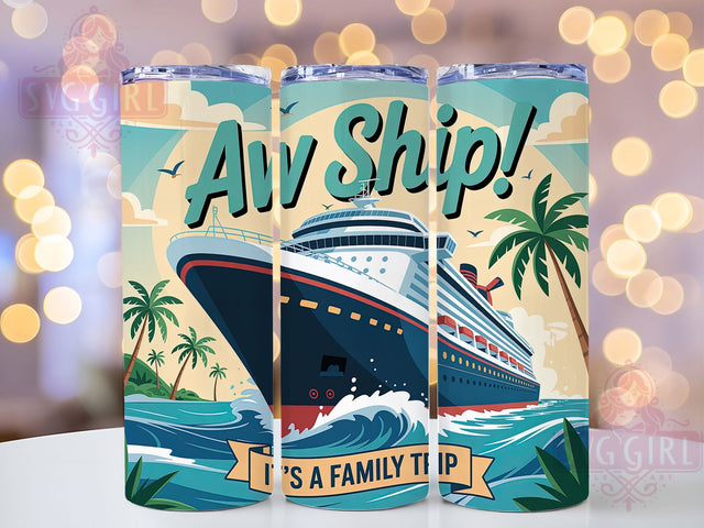 Cruise Family Trip 20oz Tumbler, Salty Summer Phrase, Cruise Ship Theme, Family Trip Quote, Tropical Coastal Illustration, Sublimation Tumbler Wrap, 20oz Tumbler Sublimation SvggirlplusArt 
