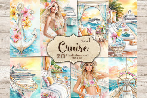 Cruise Junk Journal Pages | Voyage Collage Sheets SVG GlamArtZhanna 