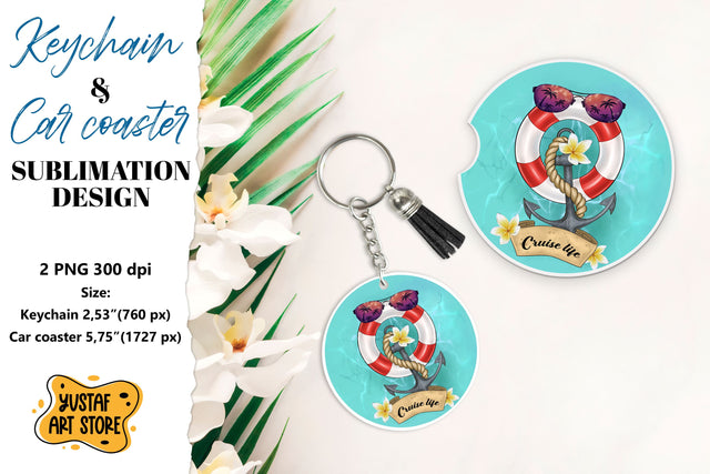 Cruise Keychain sublimation. Cruise Car coaster sublimation. Sublimation Yustaf Art Store 