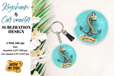 Cruise Keychain sublimation. Cruise Car coaster sublimation. Sublimation Yustaf Art Store 