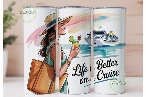 Cruise Life 20oz Tumbler Wrap Sublimation PixelChick 