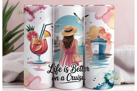 Cruise Life 20oz Tumbler Wrap Sublimation PixelChick 