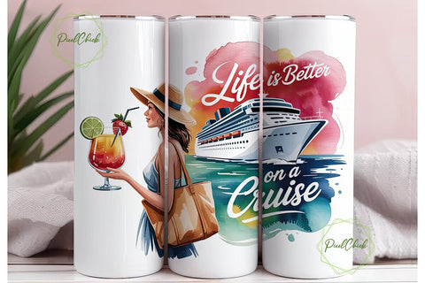 Cruise Life 20oz Tumbler Wrap Sublimation PixelChick 