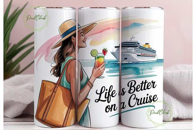 Cruise Life 20oz Tumbler Wrap Sublimation PixelChick 