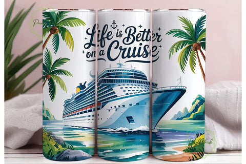 Cruise Life 20oz Tumbler Wrap Sublimation PixelChick 