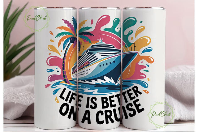 Cruise Life 20oz Tumbler Wrap Sublimation PixelChick 