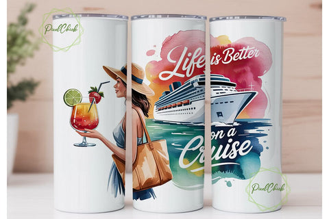 Cruise Life 20oz Tumbler Wrap Sublimation PixelChick 