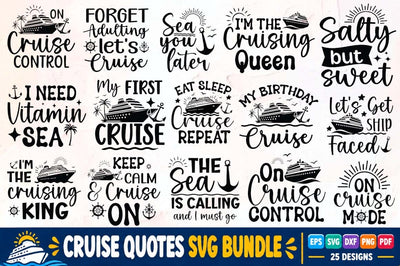 Cruise Quotes SVG Bundle – 25 Cruise Sayings SVG, Cruise Vacation Designs, Sea & Cruise Ship Cut Files SVG FiveStarCrafting 