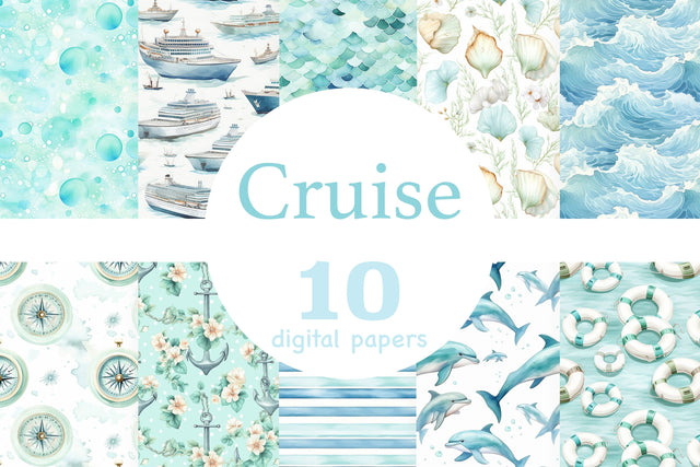 Cruise Seamless Pattern | Vacation Digital Paper Digital Pattern GlamArtZhanna 