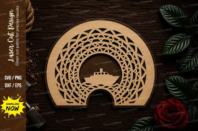 Cruise Ship Mandala Arch Laser Cut SVG File SVG Regulrcrative 