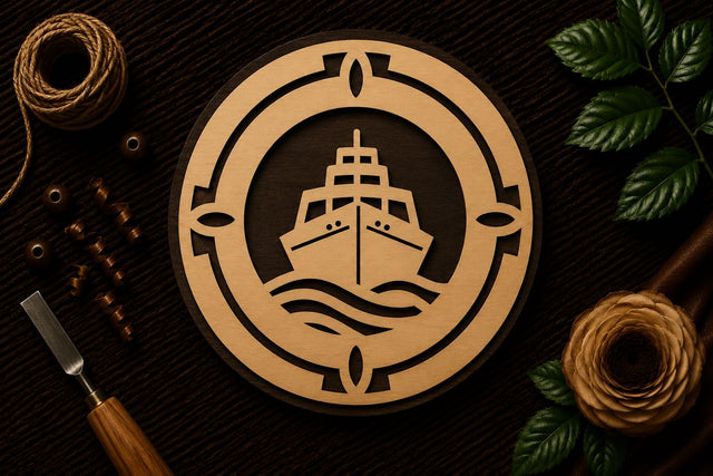 Cruise Ship Nautical Emblem Laser Cut SVG File SVG Regulrcrative 