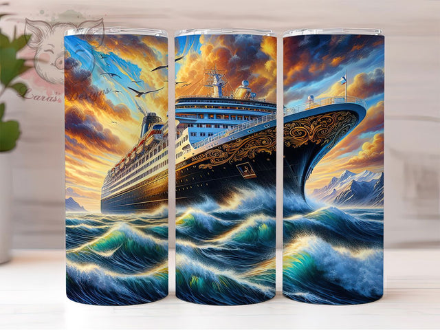 Cruise Ship Ocean Travel Tumbler, Ocean Travel Tumbler, Vacation Tumbler Wrap, 20oz Tumbler Sublimation, Nautical Tumbler Design, Digital Tumbler Wrap, Beach Cruise Tumbler Sublimation Lara' s Designs 