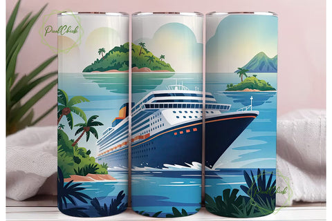 Cruise Ship Tumbler Design Sublimation PixelChick 