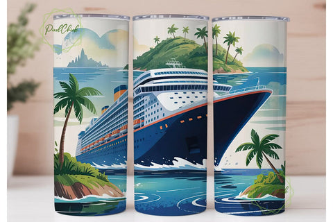 Cruise Ship Tumbler Design Sublimation PixelChick 